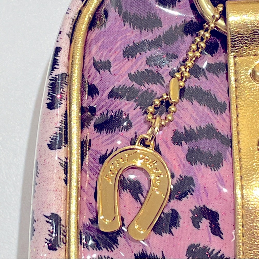 Betsey Johnson Purple Cheetah Cosmetic Bag EUC - Picture 5 of 6